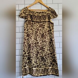 DONNA MORGAN Women’s 100% Silk Floral Print Dress Short Cap Sleeve Color(s) Ye